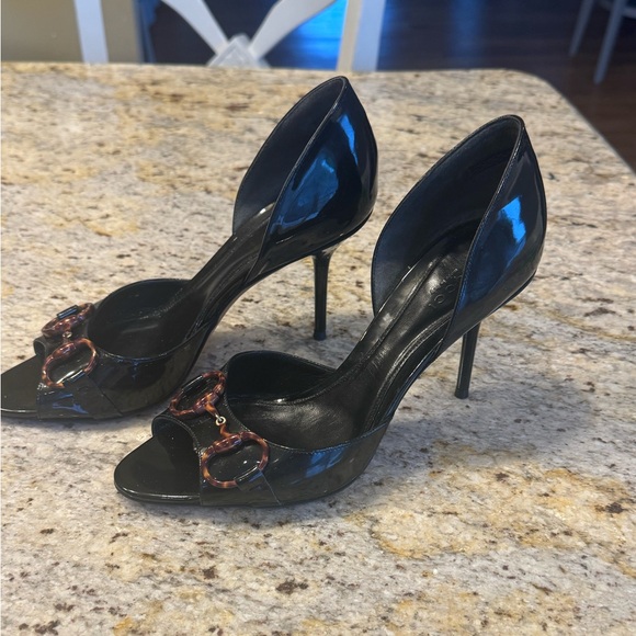 Gucci leather open toe pumps with Horsebit Size 37